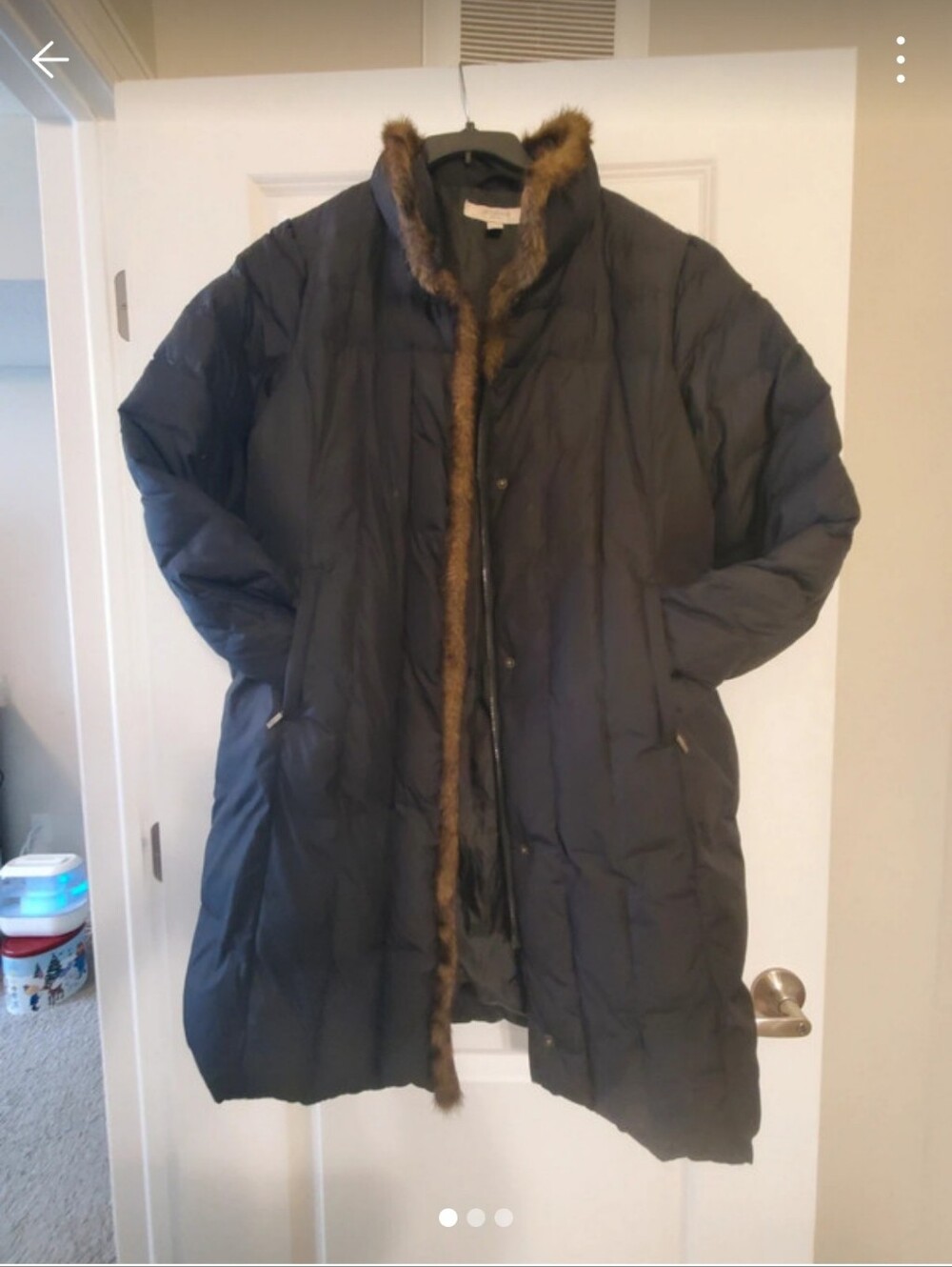 Liz Claiborne Black Down-Fill Parka with Fur Trim